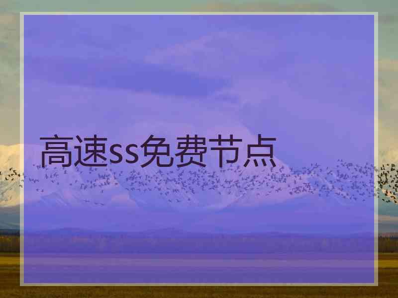 高速ss免费节点