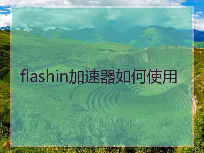 flashin加速器如何使用