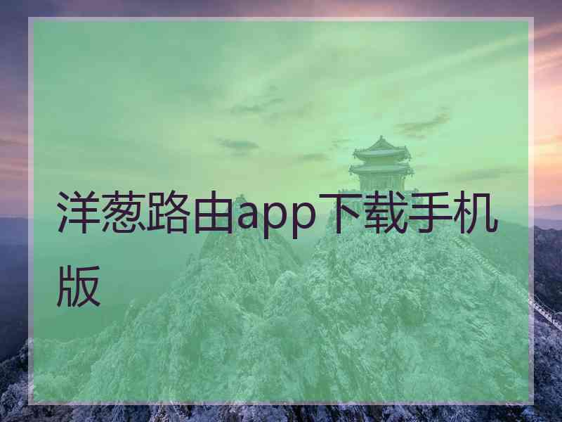 洋葱路由app下载手机版