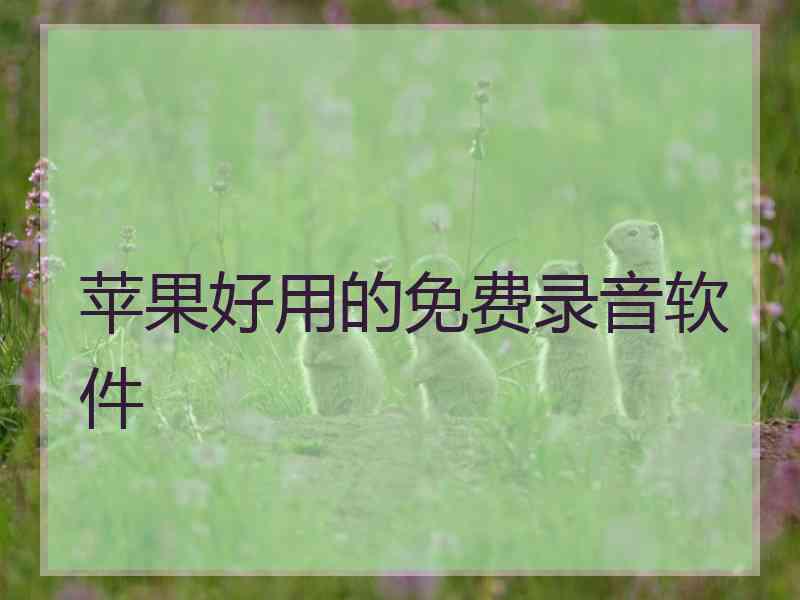 苹果好用的免费录音软件