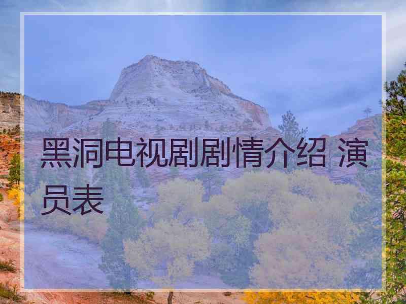 黑洞电视剧剧情介绍 演员表
