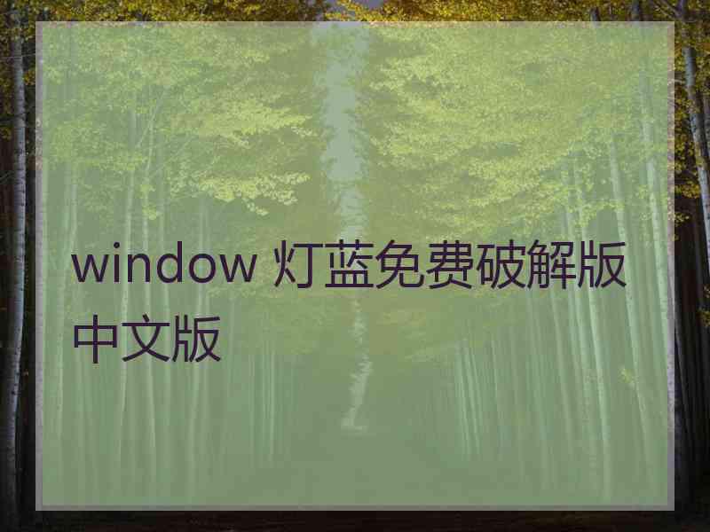 window 灯蓝免费破解版中文版