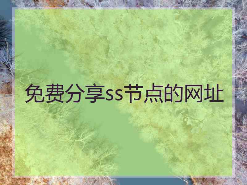 免费分享ss节点的网址