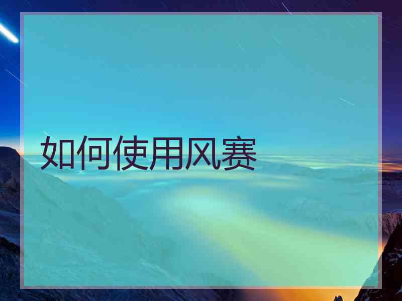 如何使用风赛