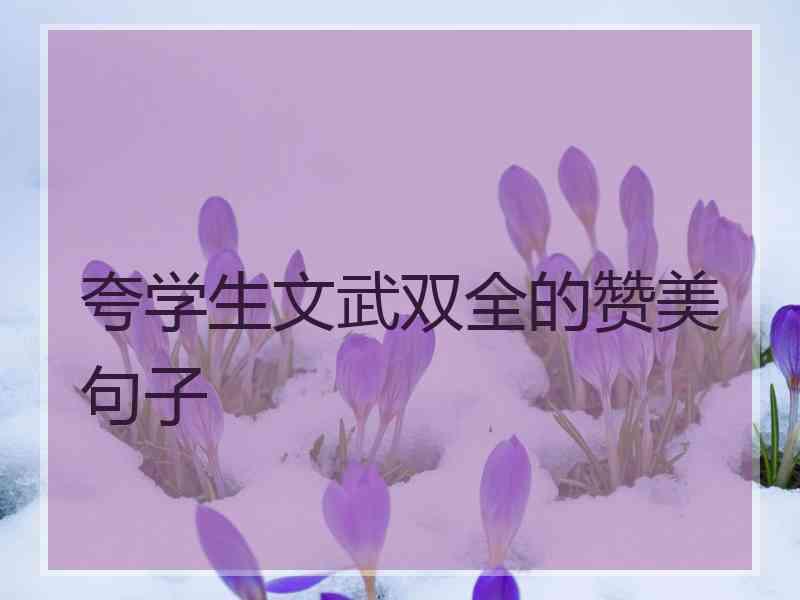 夸学生文武双全的赞美句子