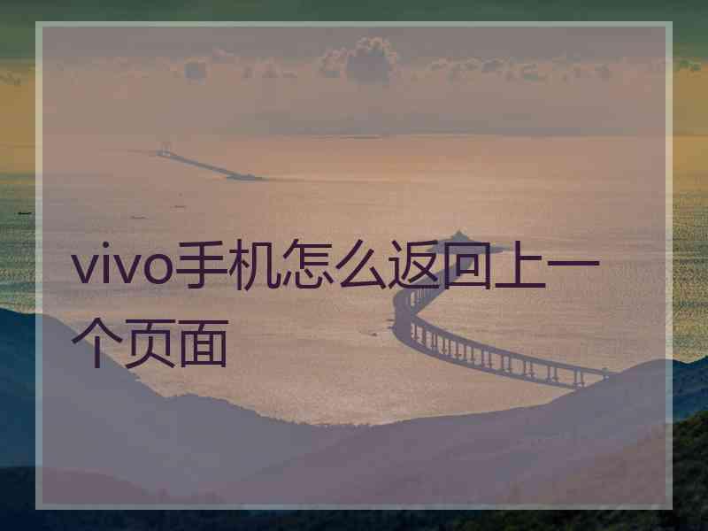 vivo手机怎么返回上一个页面