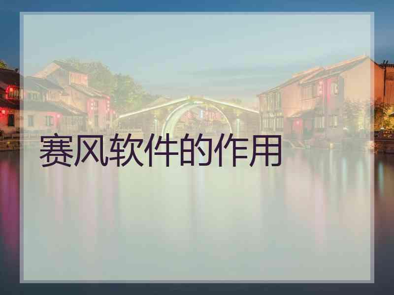 赛风软件的作用