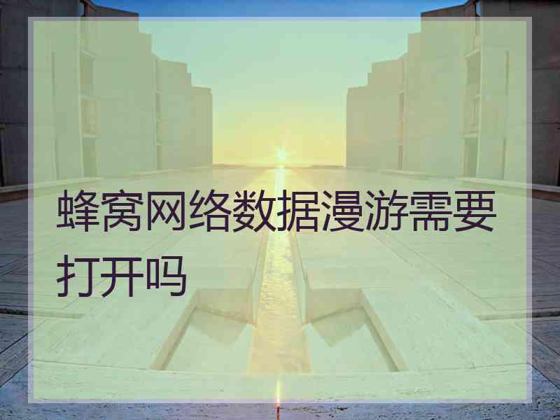 蜂窝网络数据漫游需要打开吗