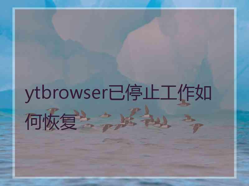 ytbrowser已停止工作如何恢复