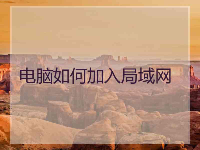 电脑如何加入局域网