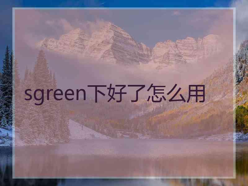 sgreen下好了怎么用