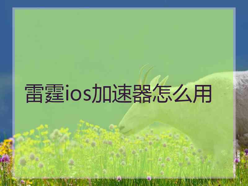 雷霆ios加速器怎么用