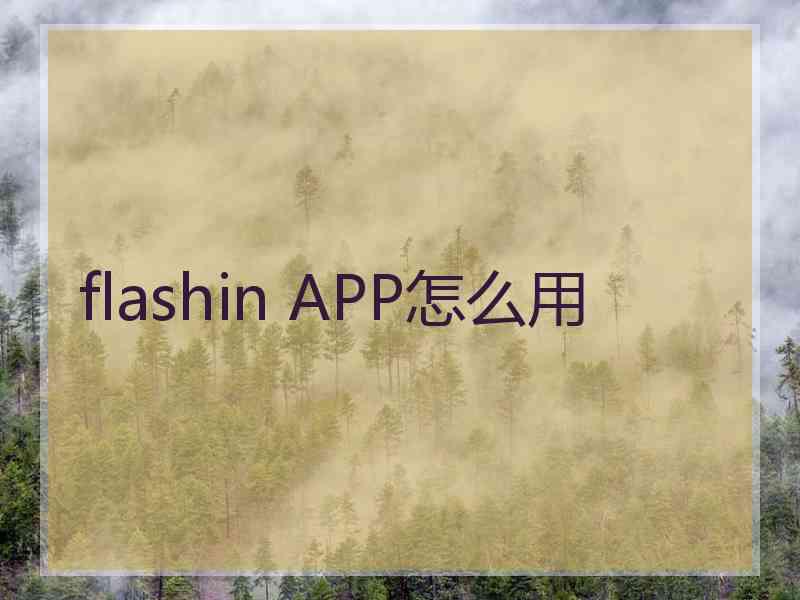 flashin APP怎么用