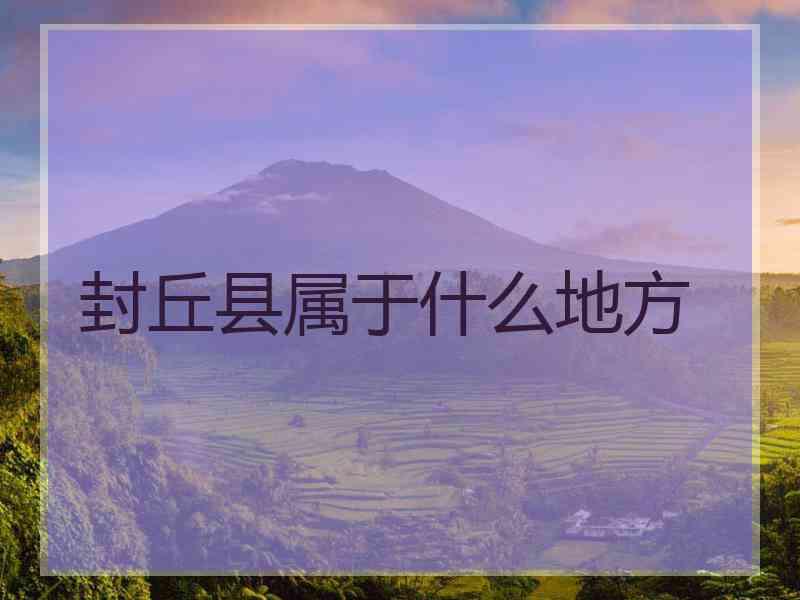 封丘县属于什么地方
