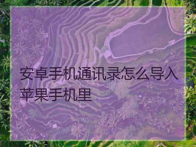 安卓手机通讯录怎么导入苹果手机里