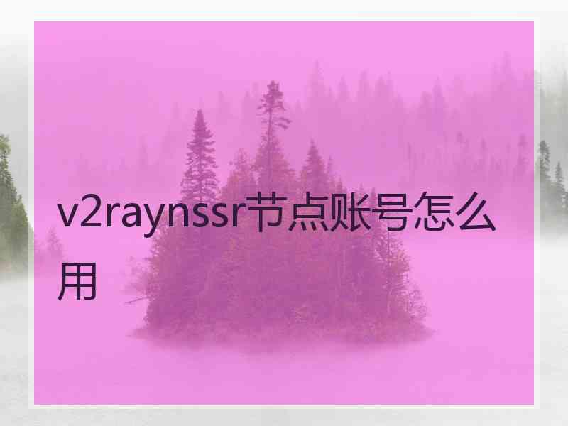 v2raynssr节点账号怎么用