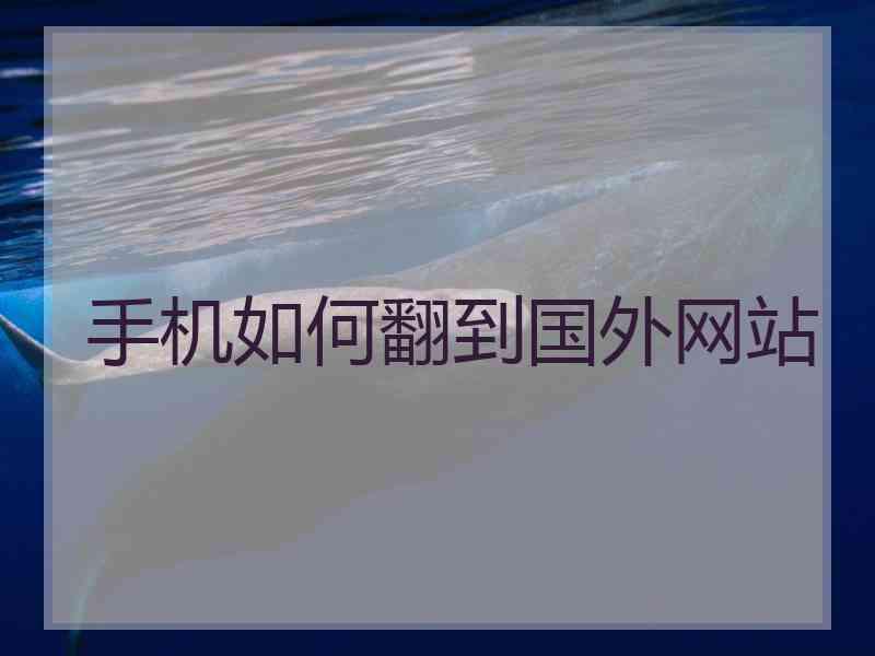 手机如何翻到国外网站